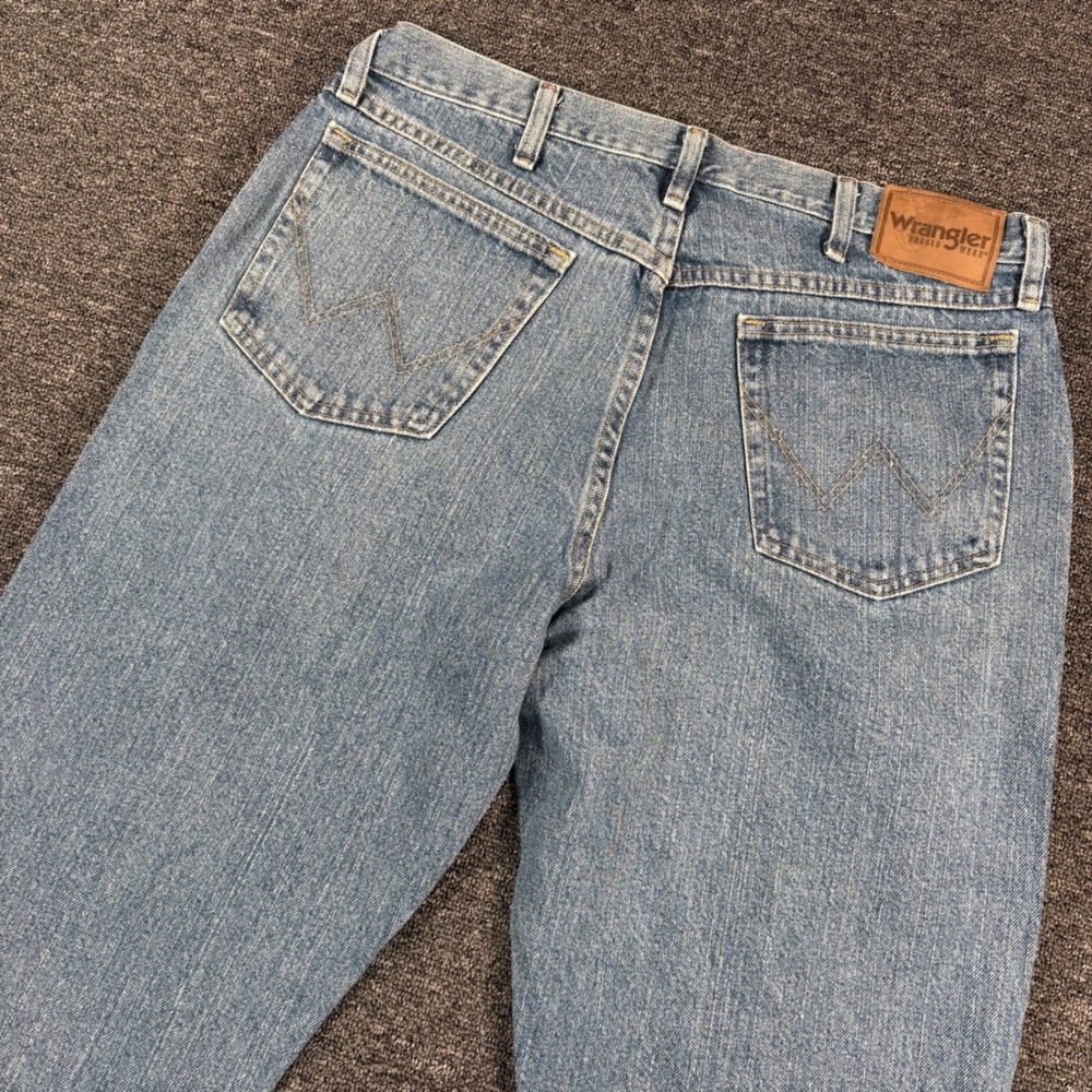 Wrangler Cowboy Jeans Mens 36x29 Blue Light Wash Straight Leg Workwear 35001MW